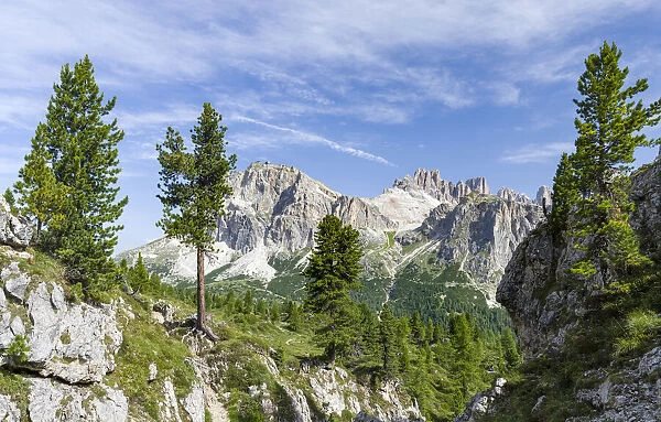 Dolomites at Falzarego mountain pass, Lagazuoi, Fanes and Monte Cavallo in nature park