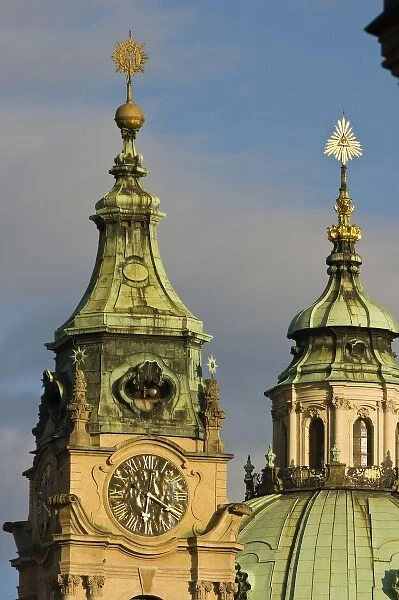 The dome and bell tower of the baroque church of St. Nicholas. Prague, Capital city of Czech