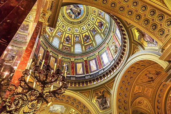 Dome God Christ Basilica Arch Saint Stephens Cathedral Budapest Hungary