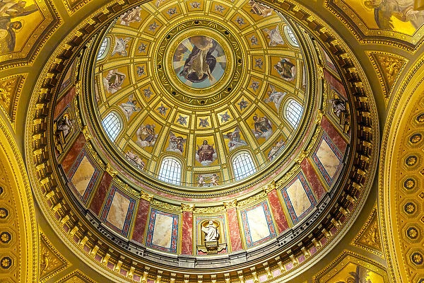 Dome God Christ Basilica Arch Saint Stephens Cathedral Budapest Hungary