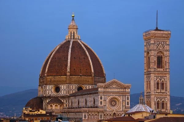 Dome of Santa Maria del Fiore Cathedral in warm evening light, Florence, Italy