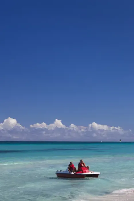 Framed Print : Dominican Republic, Punta Cana, Higuey, Bavaro, Bavaro Beach, parasailing