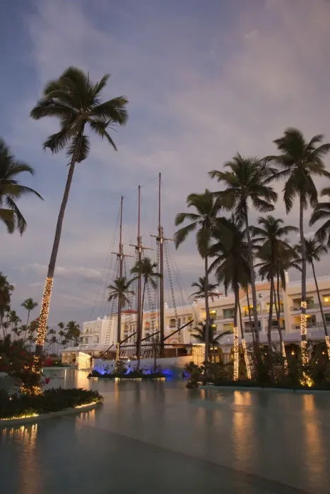 Framed Print : Dominican Republic, Punta Cana Region, Bavaro, Iberostar Grand Hotel, exterior, evening