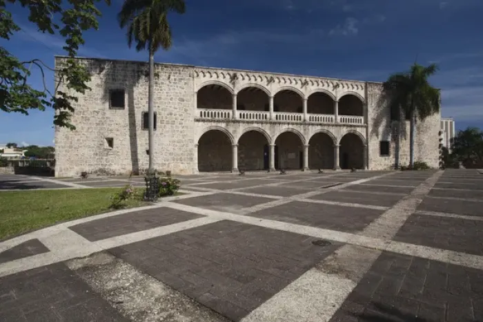 Framed Print : Dominican Republic, Santo Domingo, Zona Colonial, Plaza Espana, Museo Alcazar de Colon