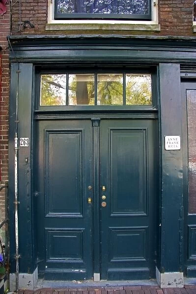 Front door of the Anne Frank House in Amsterdam, Netherlands