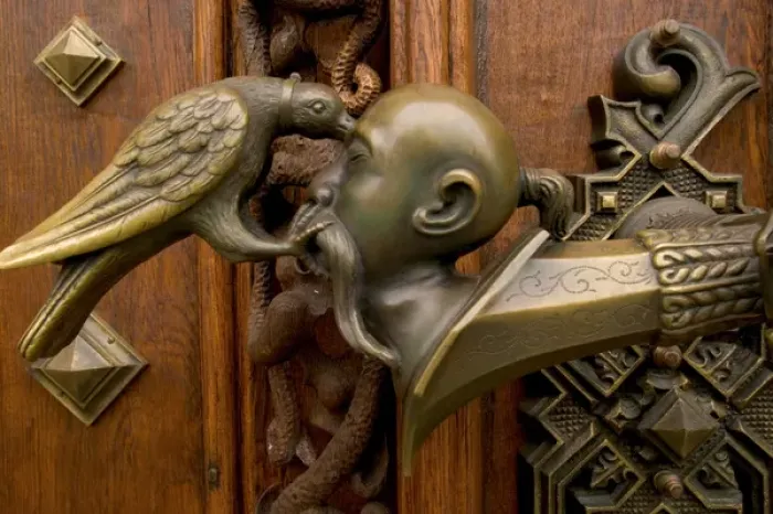 Framed Print : door handle, Hluboka Castle, Czech Republic, Ceske Budejovice