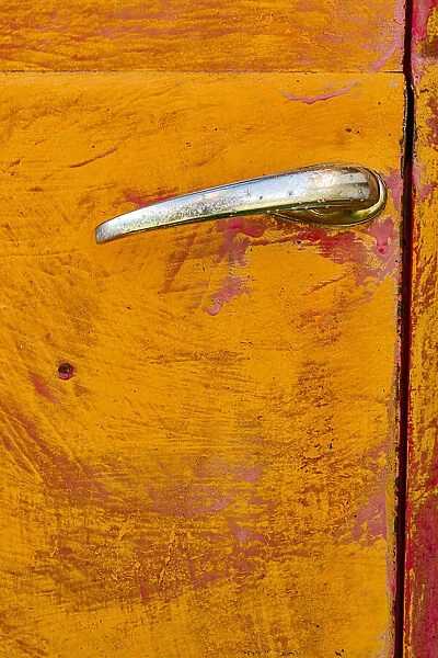Door handle on old abandoned truck, Palouse region of eastern Washington State
