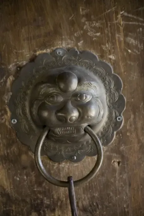 Framed Print : Door knocker design, Naxi -temple, Lijiang. V