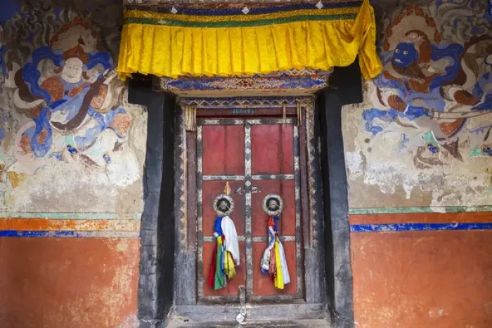 Framed Print : Doorway, Matho Monastery, nr Leh, Indus Valley, Ladakh, India