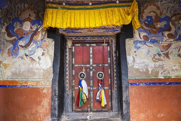 Doorway, Matho Monastery, nr Leh, Indus Valley, Ladakh, India