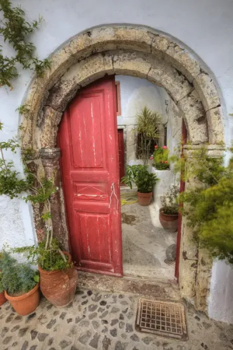 Framed Print : Doorway, Santorini, Greece