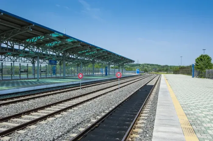 Framed Print : Dorasan railway station at the high security border between South and North Korea