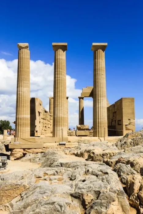 Framed Print : Doric temple of Athena. Dorian Acropolis of Lindos from about 10th Centiry BC. Rhodes