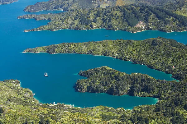 Double Cove and Lochmara Bay (top), Marlborough Sounds, South Island, New Zealand