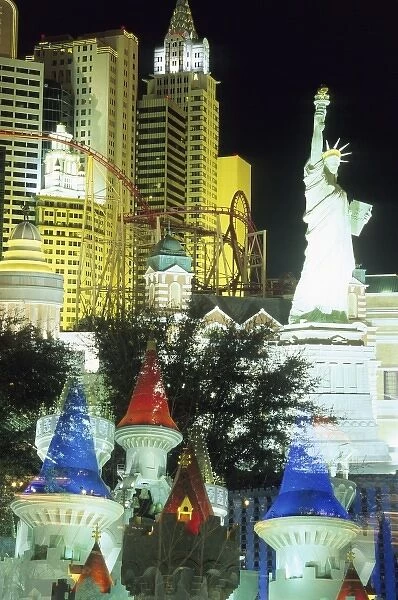Double exposure, hotels and casinos, Las Vegas, Nevada