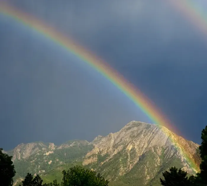 Framed Print : Double Rainbow over Mount Olympus, Mount Olympus Wilderness Area, Wasatch Mountains
