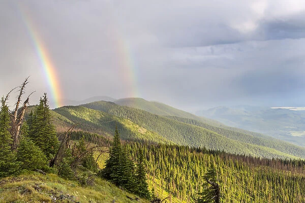 Double rainbow over the Whitefish Range from Werner Peak in the Stillwater State Forest
