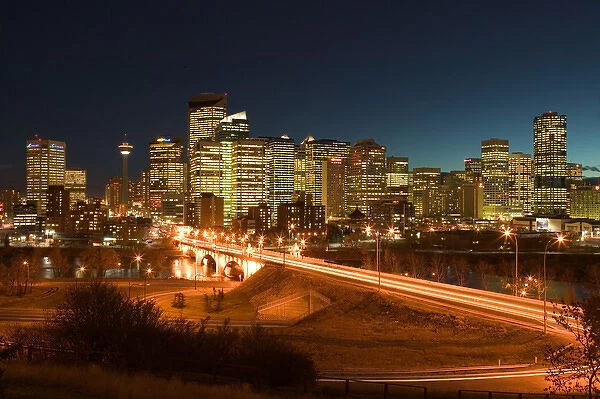 02. Canada, Alberta, Calgary: Downtown Calgary, Evening City and Centre Street Bridge