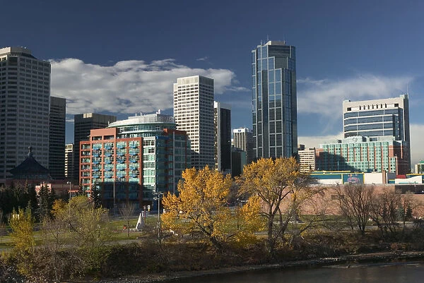 02. Canada, Alberta, Calgary: Downtown Calgary, View Eau Claire Market Area by Bow River