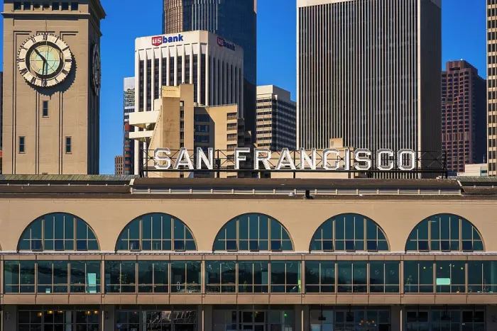 Framed Print : Downtown San Francisco from the San Francisco Bay, California, USA