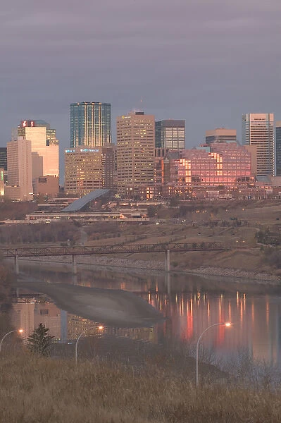 02. Canada, Alberta, Edmonton: Downtown Skyline  /  Dawn from above North Saskatchewan River