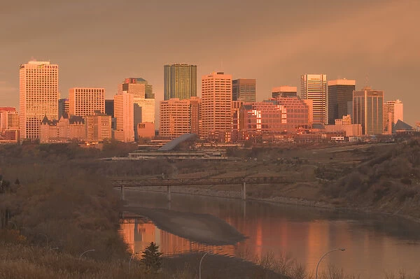 02. Canada, Alberta, Edmonton: Downtown Skyline  /  Dawn from above North Saskatchewan River