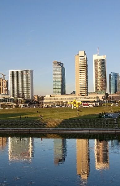 Downtown Vilnius, Lithuania, with skyline and skyscrapers