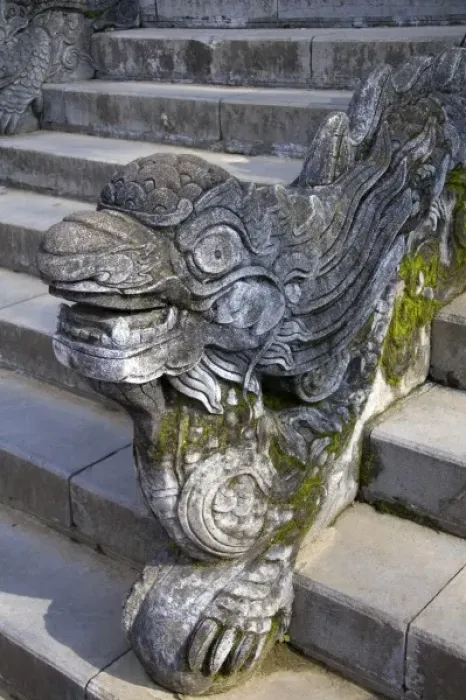 Framed Print : Dragon detail on the Mieu Temple within the Imperial Citadel of Hue, Vietnam