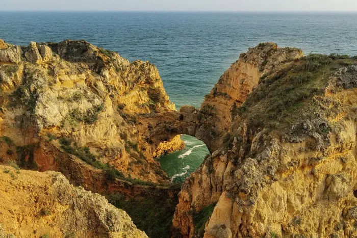Framed Print : Dramatic Cliffs along the coast at Ponta da Piedade in Lagos, Portugal