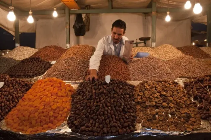 Framed Print : Dried Fruit & Nut Vendor Djemaa el-Fna (the square), Marrakesh, Morocco