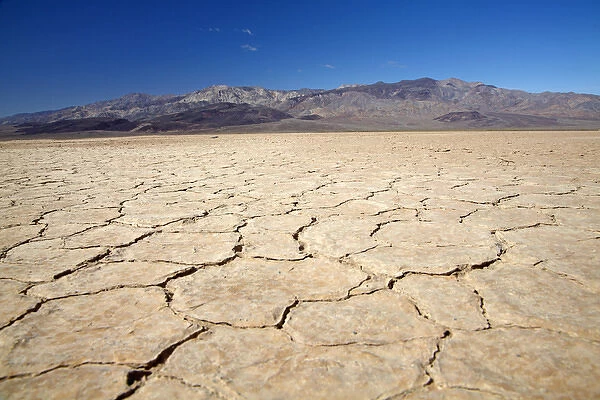 Dried mud in salt Pan, Panamint Valley, and Argus Range, Death Valley National Park