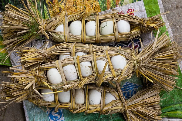 Duck eggs for sale at market, Yuanyang, China