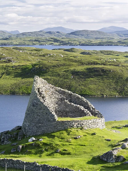Dun Carloway Broch (Doune Carlabhagh) dating back to the Iron Age, a landmark of the Isle of Lewis