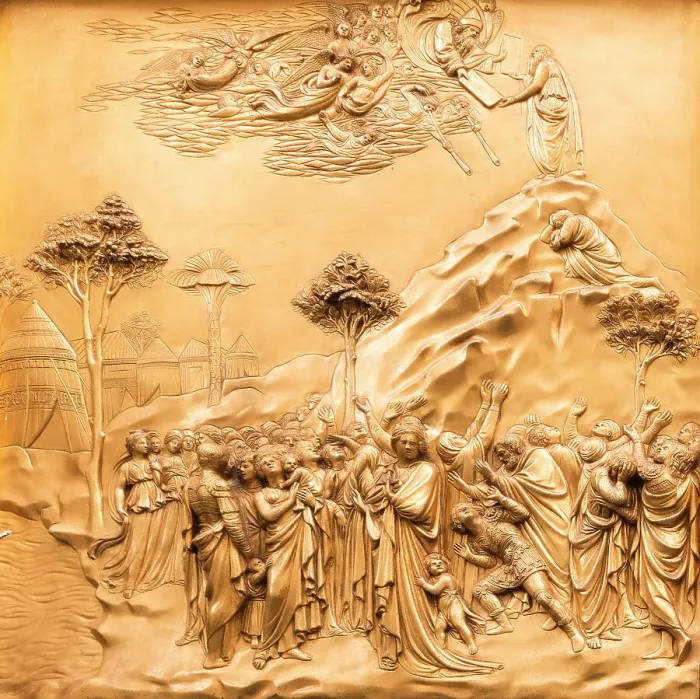 Framed Print : Duomo Santa Maria del Fiore. Golden decorations on the East Door or Gates of Paradise by Lorenzo Ghiberti. Tuscany, Italy Framed Print : Duomo Santa Maria del Fiore. Golden decorations on the East Door or Gates of Paradise by Lorenzo Ghiberti. Tuscany, Italy