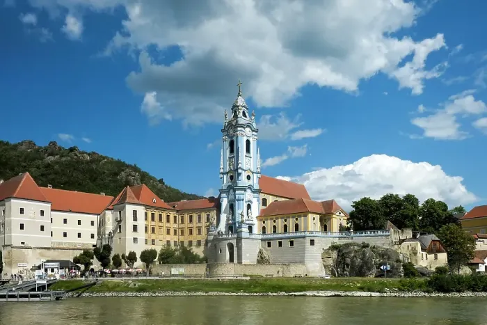 Framed Print : Durnstein, Austria. Beautiful blue church along the Danube Framed Print : Durnstein, Austria. Beautiful blue church along the Danube