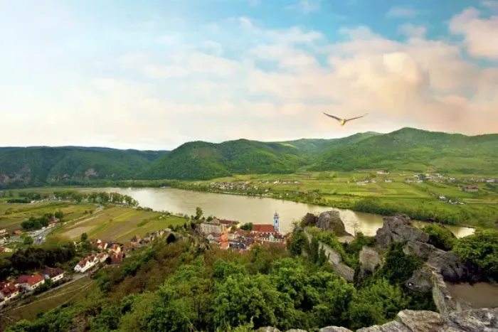 Framed Print : Durnstein, Austria, Wachau Valley, Danube River at sunset Framed Print : Durnstein, Austria, Wachau Valley, Danube River at sunset