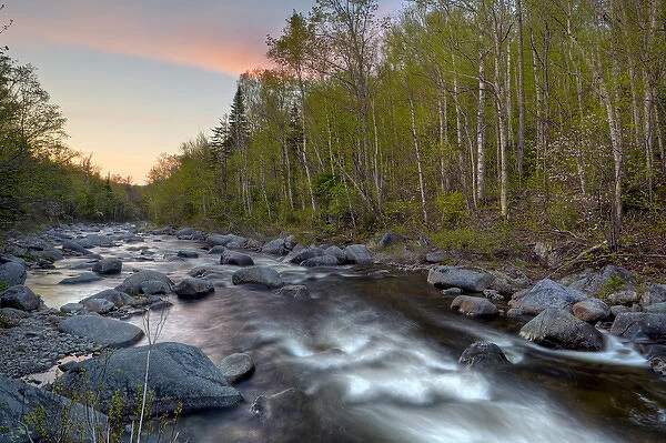 Dusk on the South Branch of the Carrabasset River in Stratton, Maine. Appalachian Trail