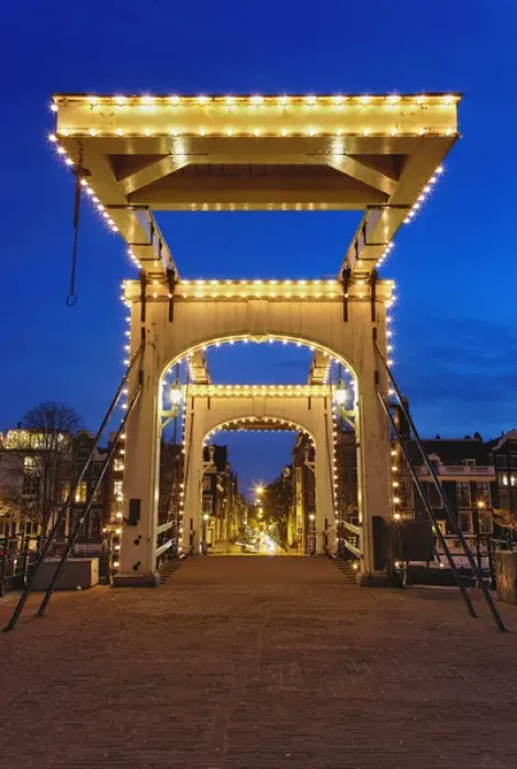 Framed Print : Dusk view of Magere Brug or Skinny Bridge; Netherlands, Holland Framed Print : Dusk view of Magere Brug or Skinny Bridge; Netherlands, Holland