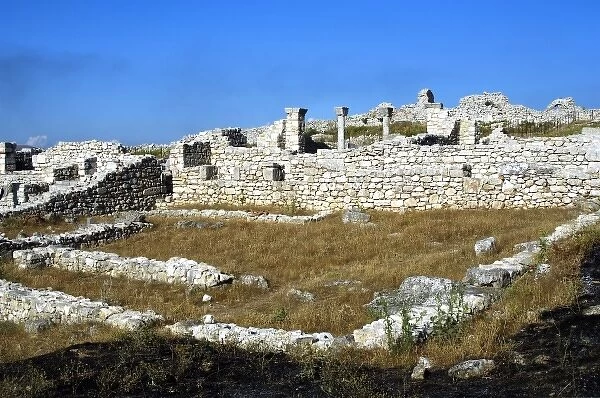 Early Christian art. Ruins of the cathedral, built in 4th century AD, with atrium