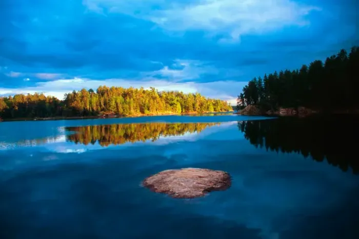 Framed Print : Early Evening reflections in the boundry waters of Minnesota-Ontario Framed Print : Early Evening reflections in the boundry waters of Minnesota-Ontario