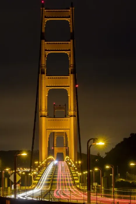 Framed Print : Early morning traffic on the Golden Gate Bridge in San Francisco, California, USA Framed Print : Early morning traffic on the Golden Gate Bridge in San Francisco, California, USA