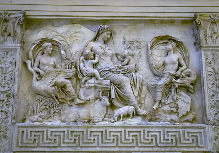 Framed Print : Earth Mother Roman Goddess Statue Ara Pacis Altar of Augustus Peace, Rome, Italy