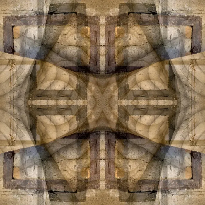 Framed Print : Earth tone quilt-like abstract