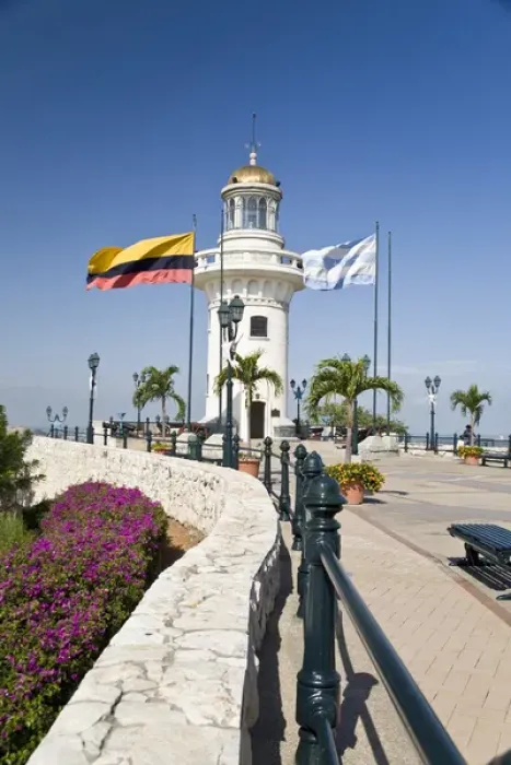 Framed Print : Ecuador, Guayaquil. The lighthouse atop the hill at Barrio Las Penas is a popular