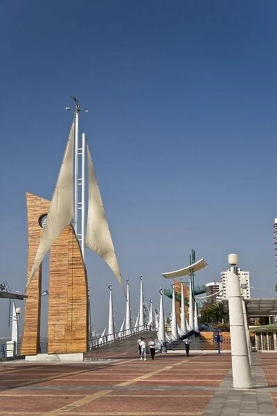 Ecuador, Guayaquil. The Malecon has many different features such as this sail design