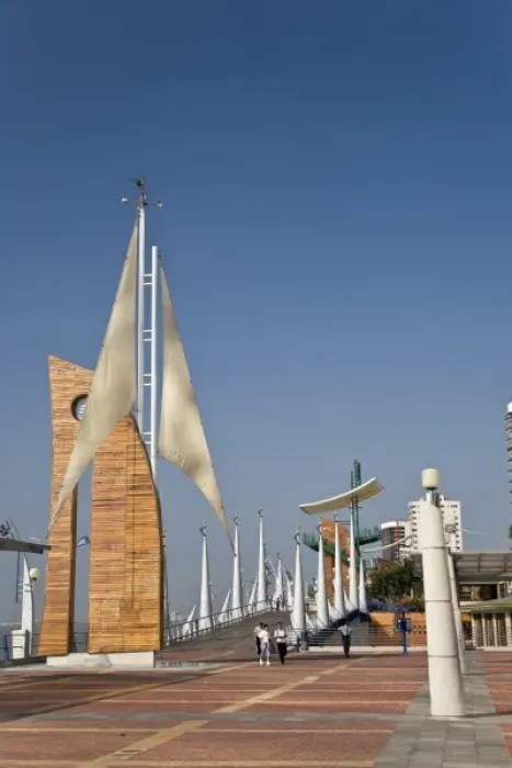 Framed Print : Ecuador, Guayaquil. The Malecon has many different features such as this sail design Framed Print : Ecuador, Guayaquil. The Malecon has many different features such as this sail design