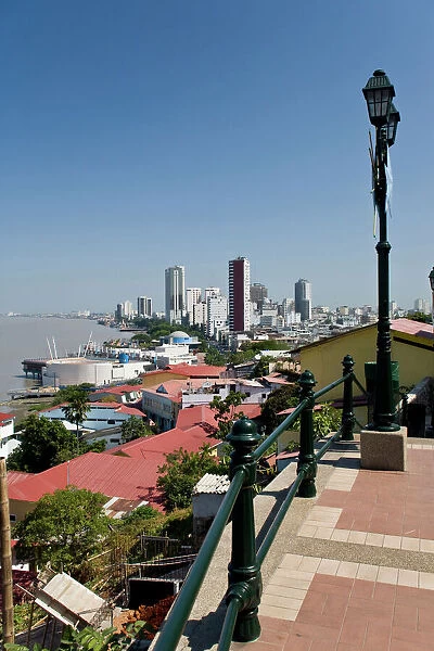 Ecuador, Guayaquil. Overlooking the river and the city from Cerro de Santa Anna