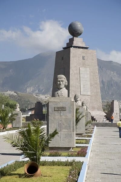 Ecuador, Quito. La Mitad del Mundo, the Center of the Earth, monument marks the location