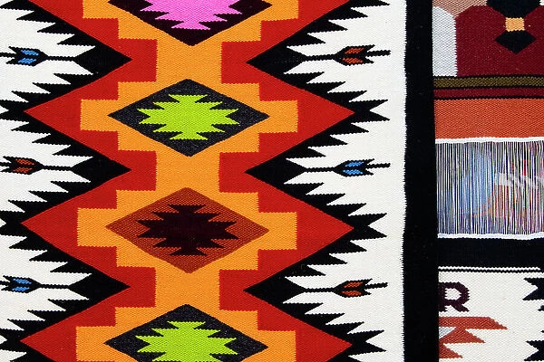 Ecuador, Quito. Otavalo Market. Traditional Ecuadorian wool blanket