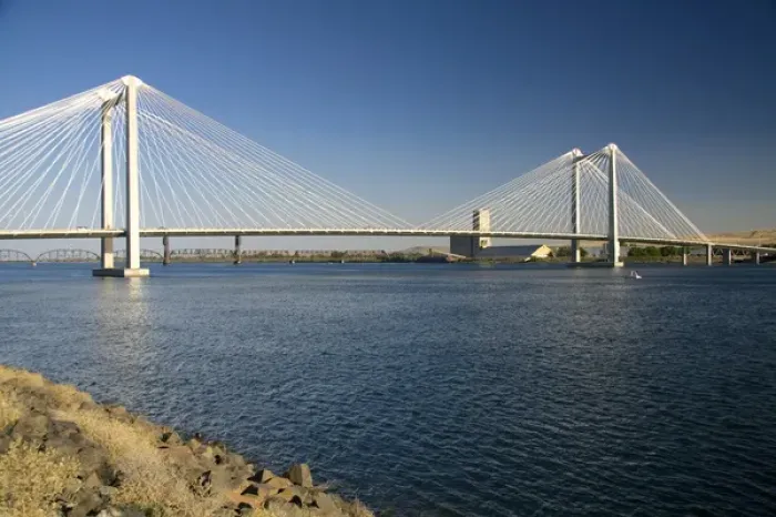 Framed Print : The Ed Hendler Bridge spanning the Columbia River between Pasco and Kennewick, Washington Framed Print : The Ed Hendler Bridge spanning the Columbia River between Pasco and Kennewick, Washington